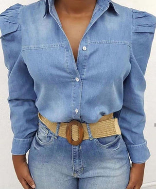 Camisa Jeans Manga Bufante Charlotte