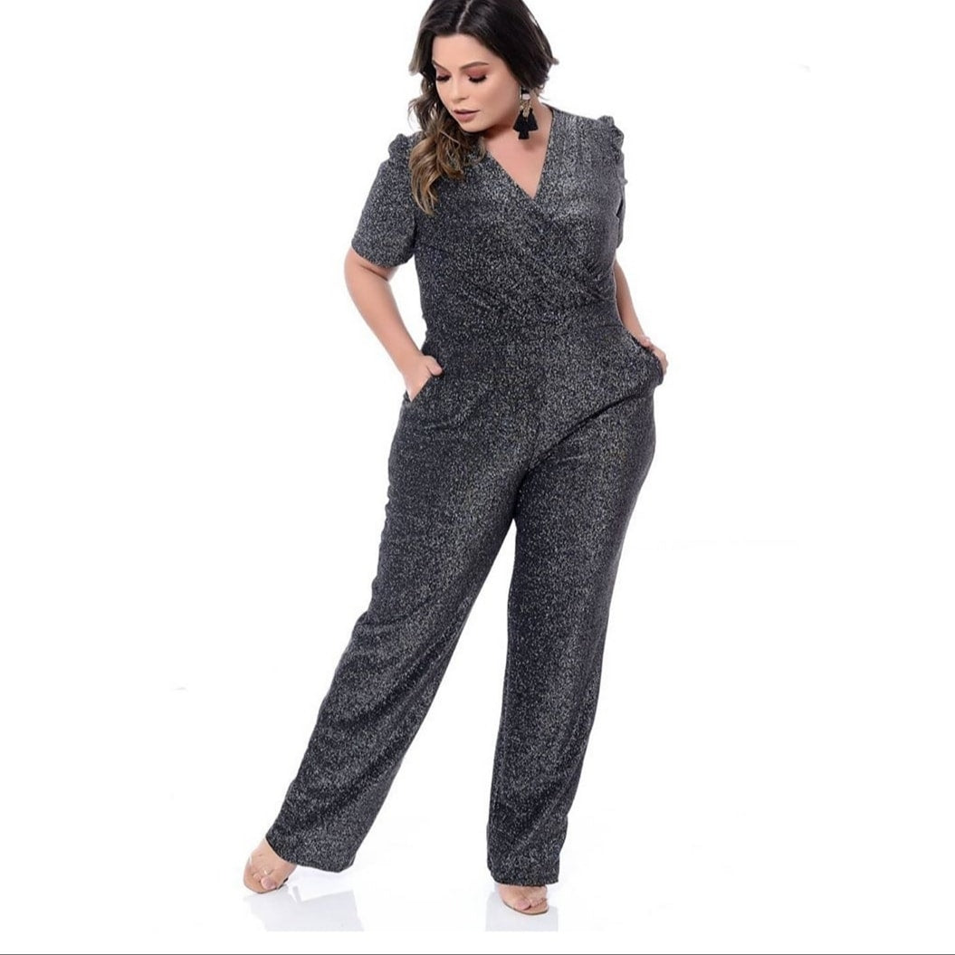 Macacão Plus size lurex Clotilde