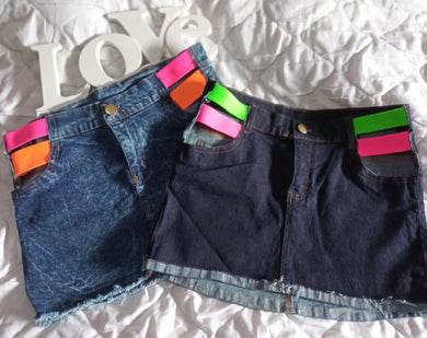 Mini saia jeans neon